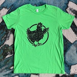 Bella Canvas green chicken Tee shirt Youth size L (14-16)